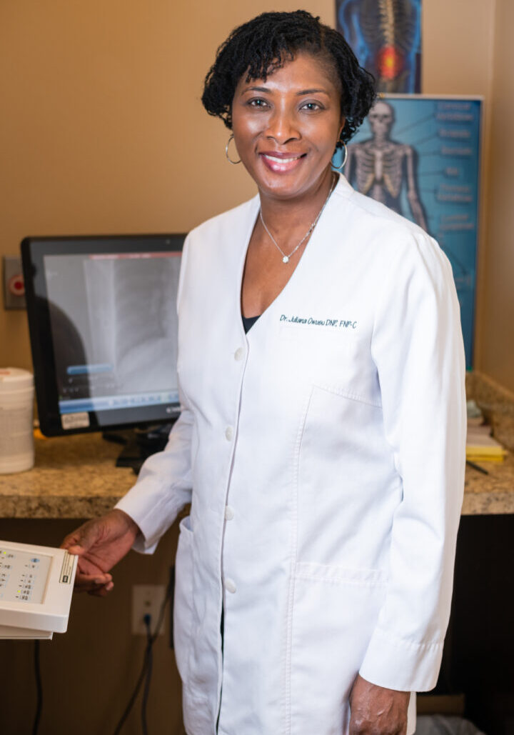 A doctor at an urgent care clinic near Garland, TX